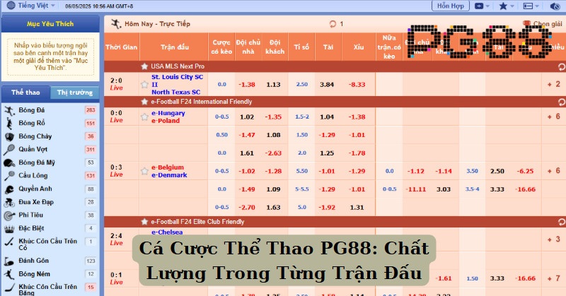 Cá Cược Thể Thao PG88: Chất Lượng Trong Từng Trận Đấu 