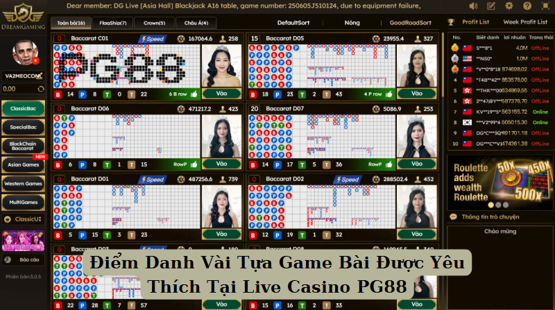 Điểm Danh Vài Tựa Game Bài Được Yêu Thích Tại Live Casino PG88